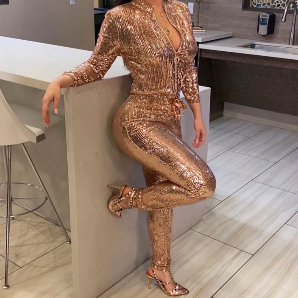 Rose Gold Sequin Jumpsuit